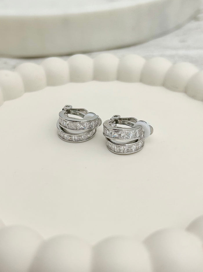 Diamonte Double Hoop Clip on's