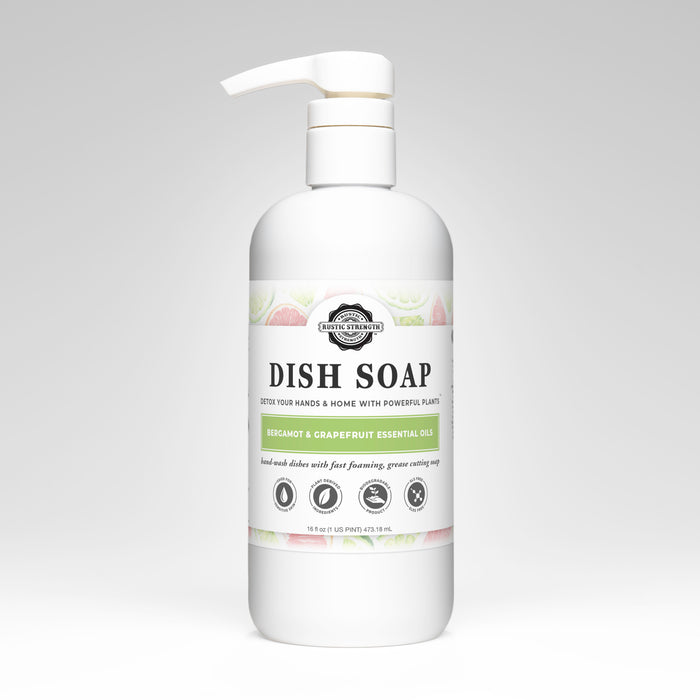 Rustic Strength, Dish Soap, 16 oz Plastic,Bergamot & Grapefruit
