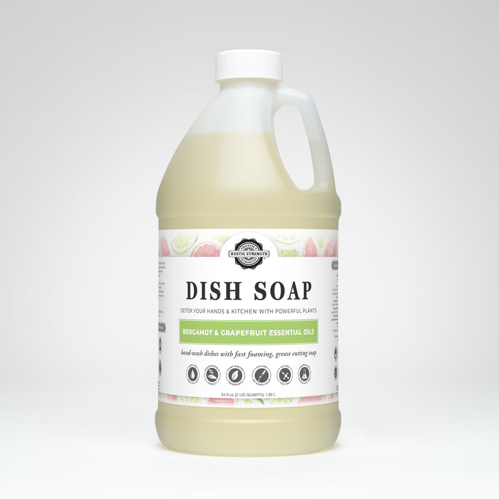 Rustic Strength, Dish Soap, 64 oz Plastic, Bergamot & Grapefruit