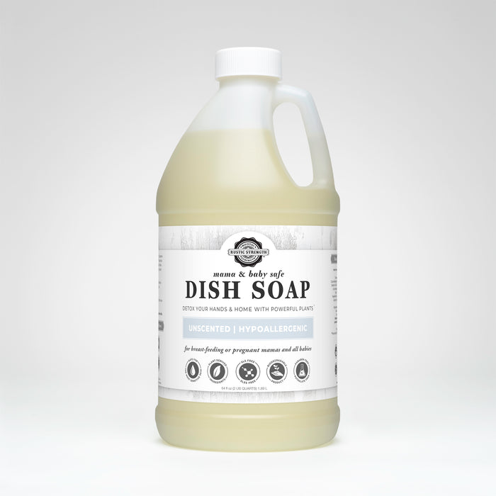 Rustic Strength, Dish Soap, 64 oz Plastic, Mama & Baby Safe Unscented