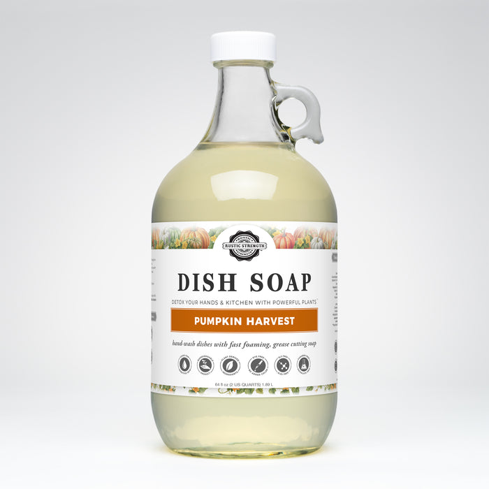 Rustic Strength, Dish Soap, 64 oz Glass, Pumpkin Harvest