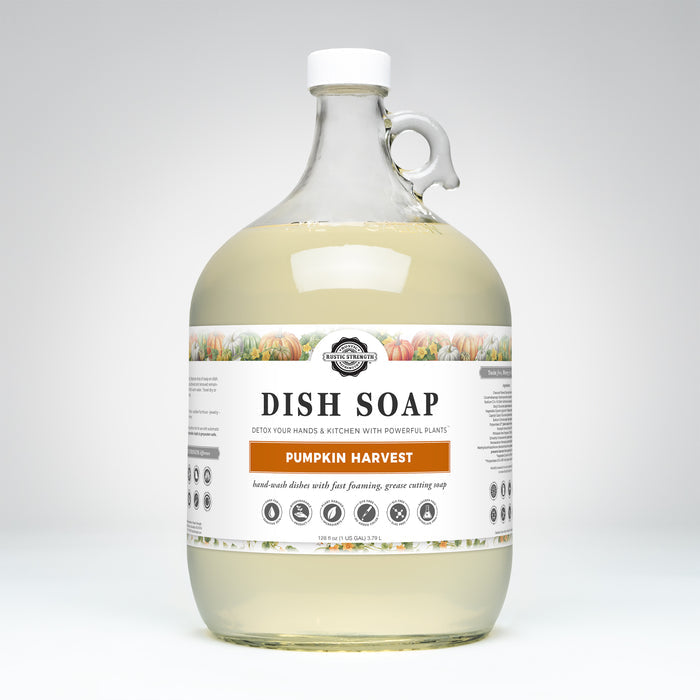 Rustic Strength,Dish Soap ,128 oz Glass, Pumpkin Harvest