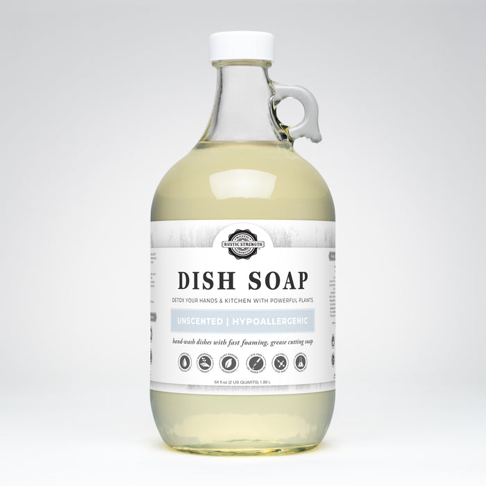 Rustic Strength, Dish Soap, 64 oz Glass, Unscented
