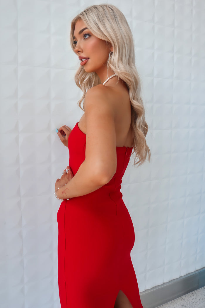 Dora Midi Dress - Red - Runway Goddess