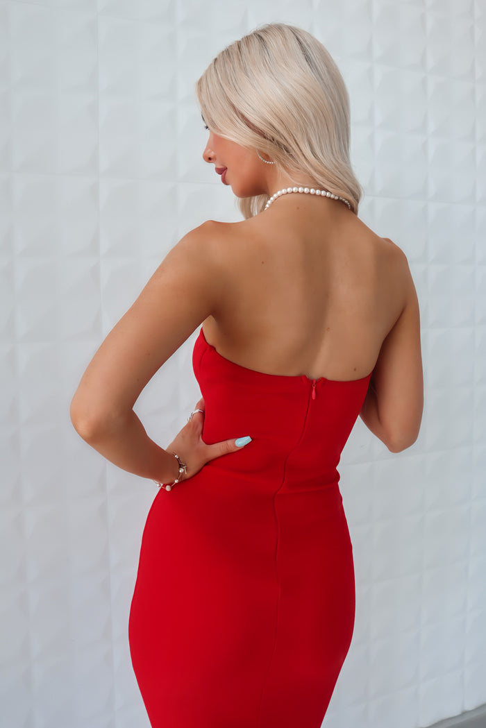 Dora Midi Dress - Red - Runway Goddess