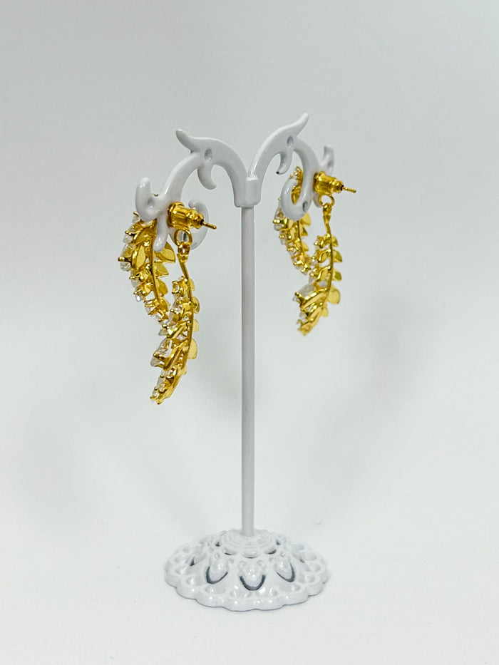 Double Back Diamante Leaf Cluster Earrings (2 Colours)