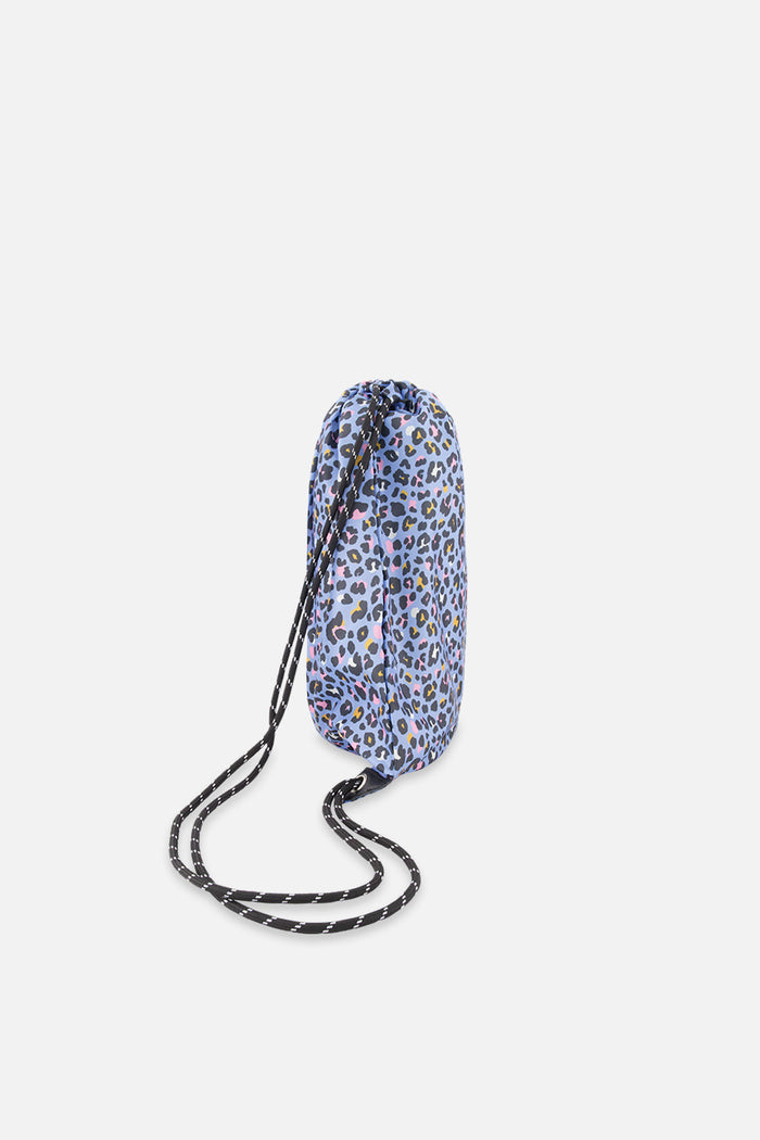 Deux par Deux blue leopard print drawstring bag, view 2