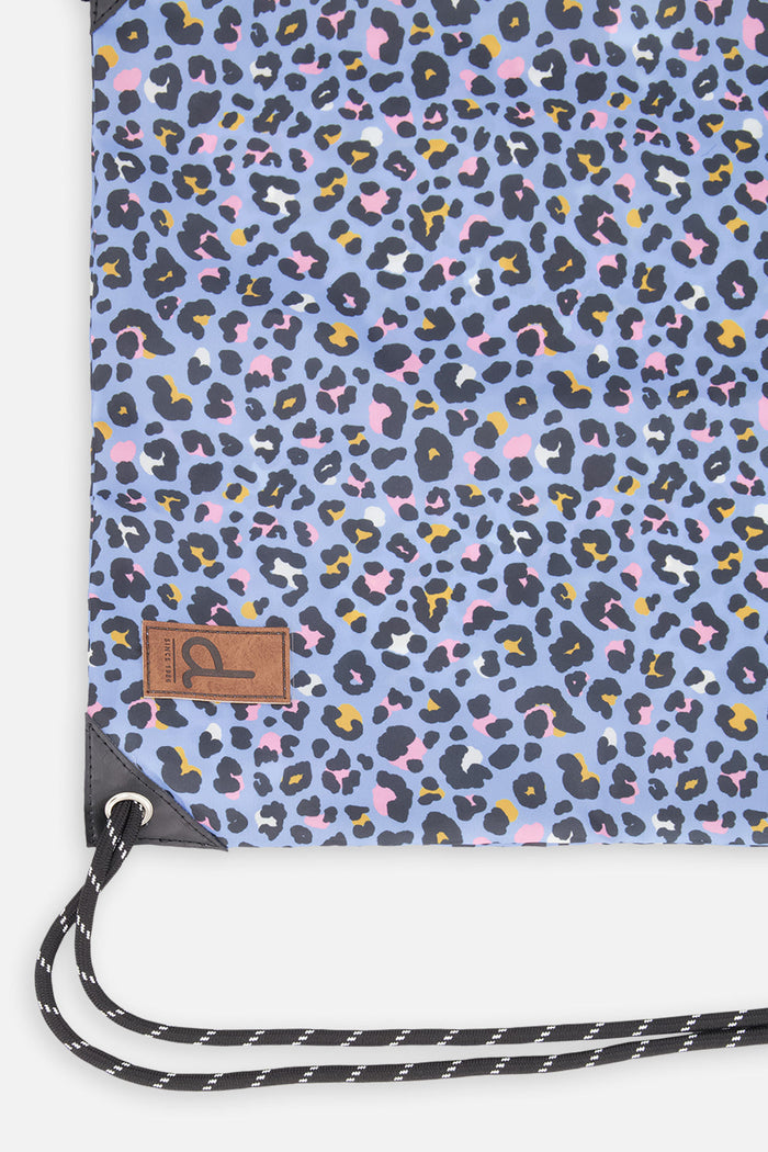 Deux par Deux blue leopard print drawstring bag, view 3