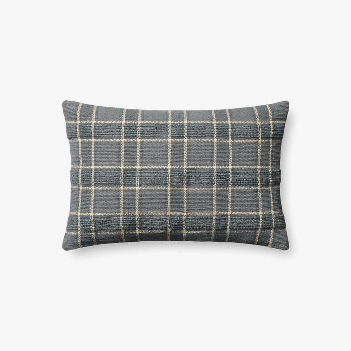 Dusty Blue Plaid Down Pillow