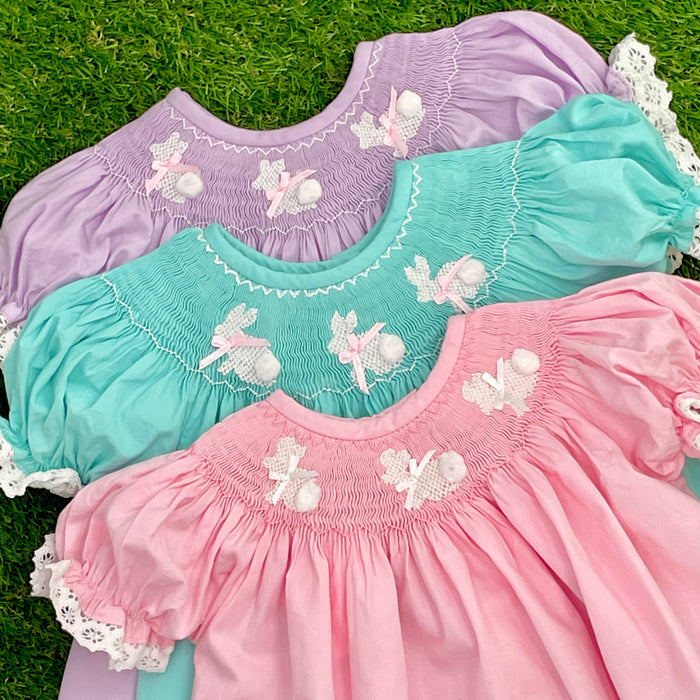 Easter Bunny Smocked Dress in Lavender