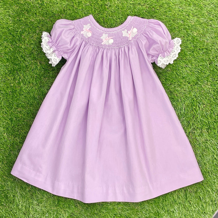 Easter Bunny Smocked Dress in Lavender