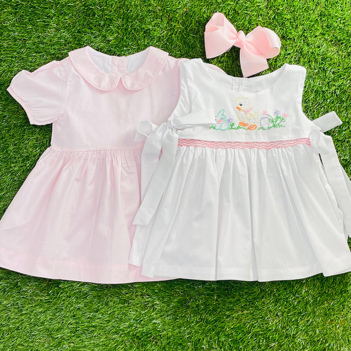 Easter Chick Embroidered and Smocked 2 Piece Dress