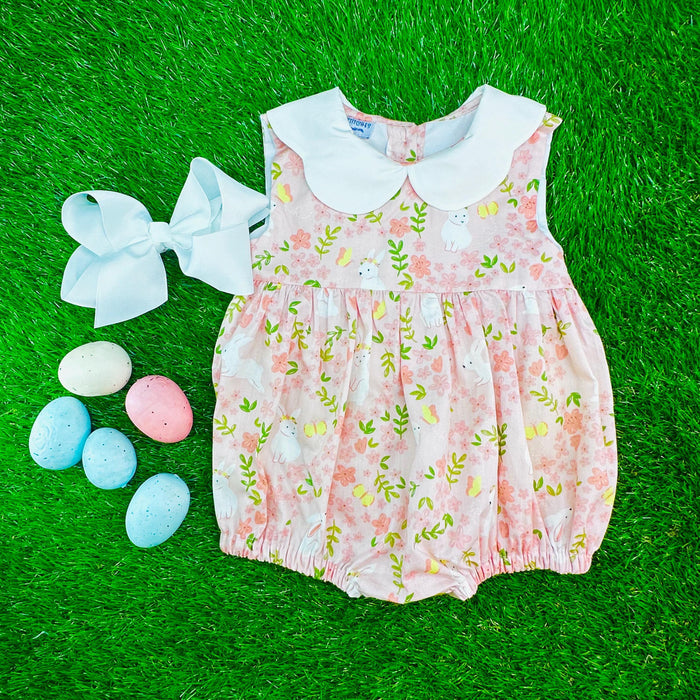 Easter Tiered Bubble with Scalloped Collar, Rabbit Bubble, Baby Girl, Vintage Style, Heirloom 719
