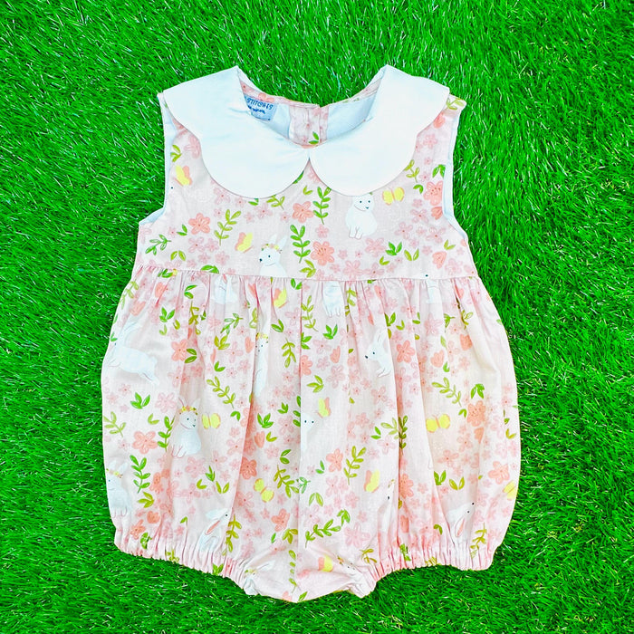 Easter Tiered Bubble with Scalloped Collar, Rabbit Bubble, Baby Girl, Vintage Style, Heirloom 719