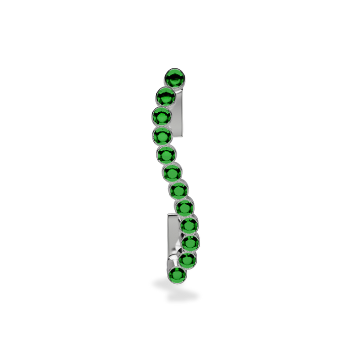 Wavy silver metal charm to put on the Imperial+ lined with 12 beautiful green glass crystals