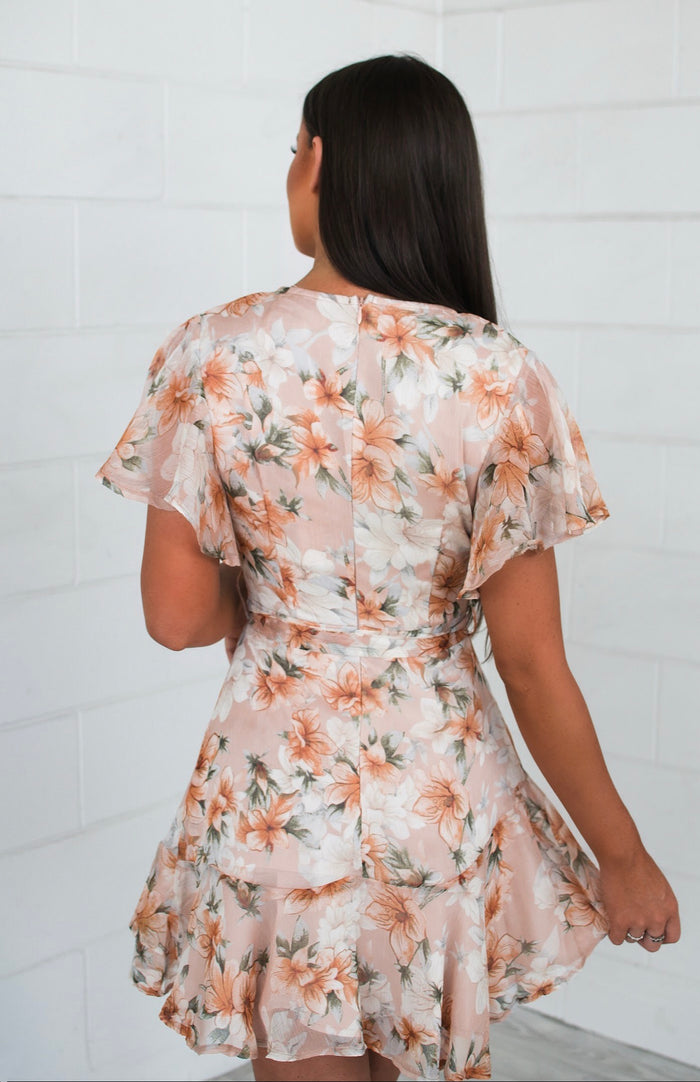 Floral Butterfly Dress - Peachy Keen - Runway Goddess