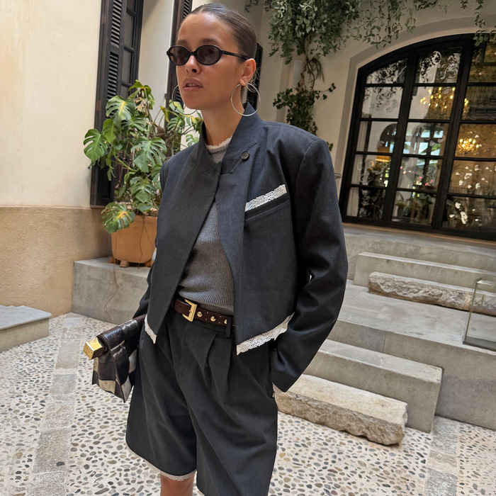 Fold Over Cropped Blazer