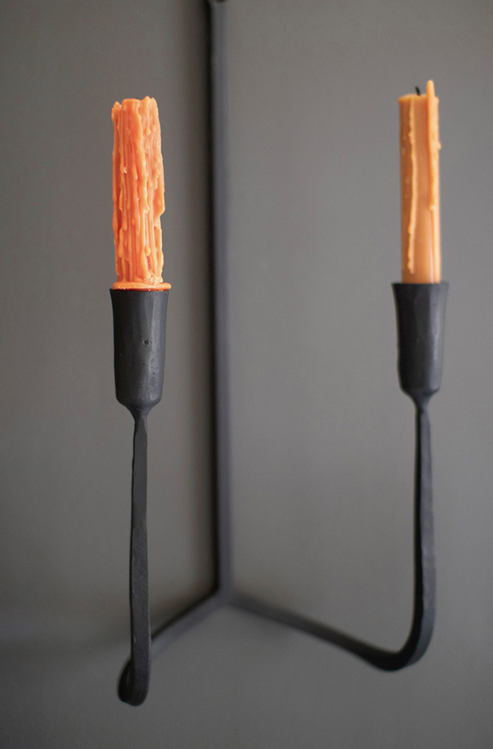 Forged Iron Double Taper Wall Sconce Set