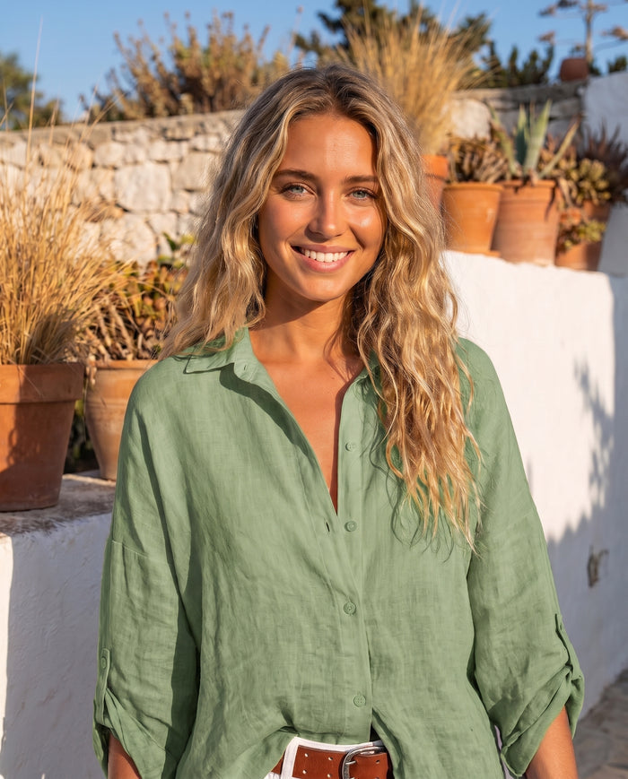 freya-linen-button-up-shirt-green-1