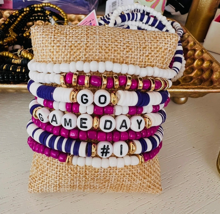 Game Day Spirit Beaded Bracelet Stack