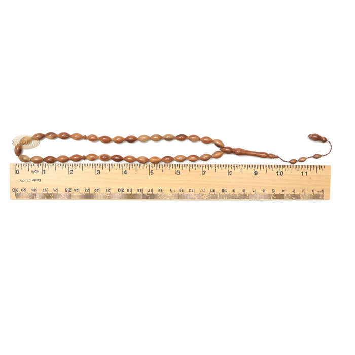 Genuine Kuka Tasbih - 8x10 mm Small 33-Bead Long Tapered Oval Shaped Natural Color