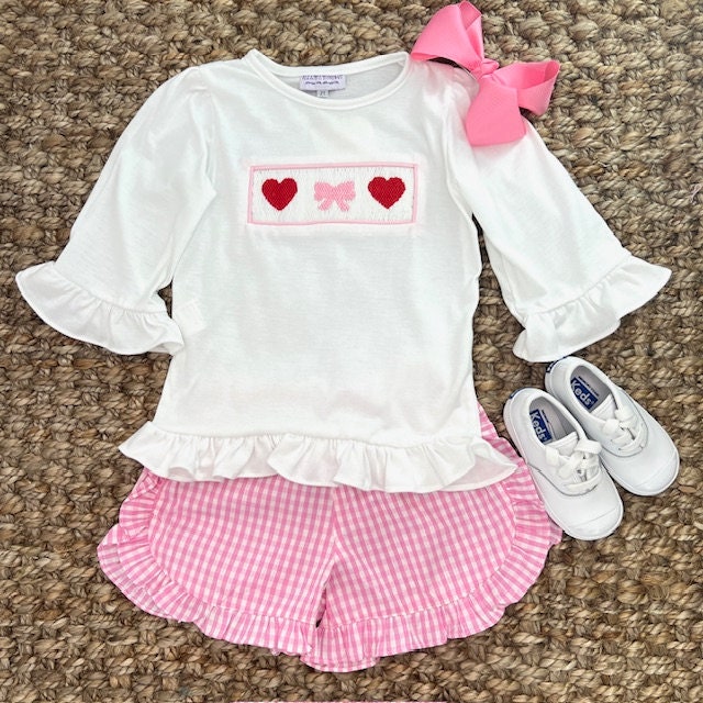 Girl's Shorts in Pink Gingham with Ruffles