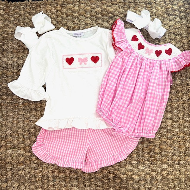 Girl's Shorts in Pink Gingham with Ruffles