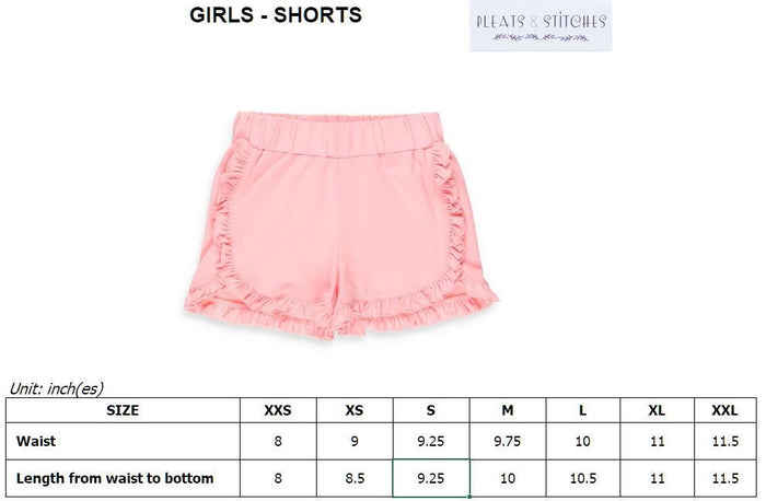 Girl's Shorts in Small Pink Gingham with Ruffles