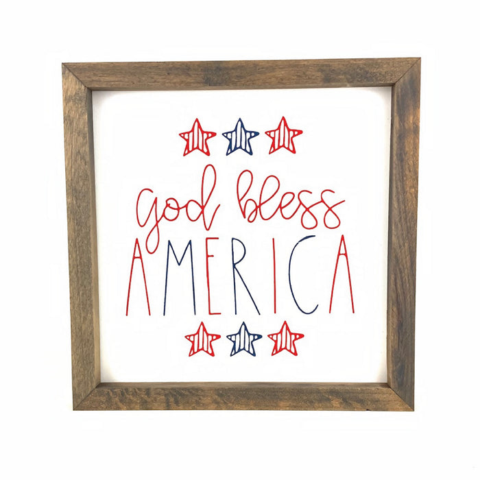 God Bless America-Red, White, Blue Framed Saying