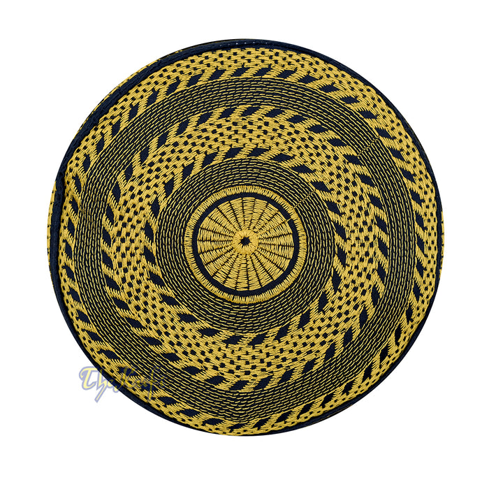 Gold Embroidery Bugis Kufi Hat - Arrow Triangle Design Rigid Muslim Fashion Cap