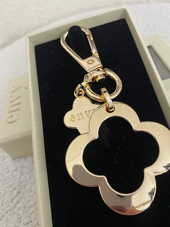 Gold Hanging Double Clover Keyring
