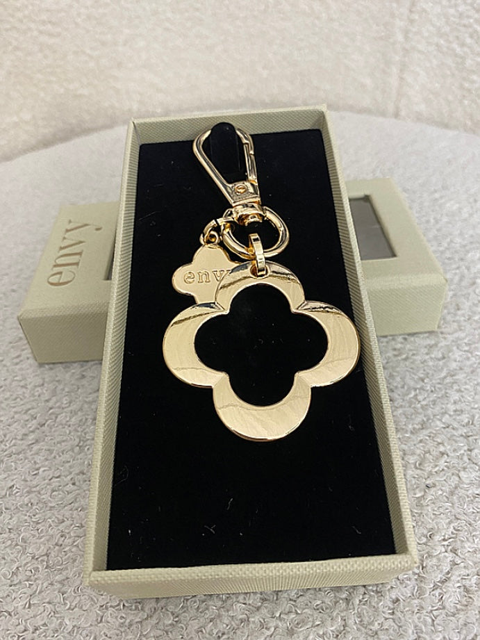 Gold Hanging Double Clover Keyring