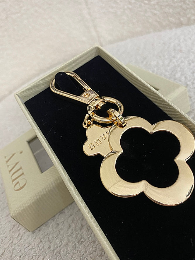 Gold Hanging Double Clover Keyring