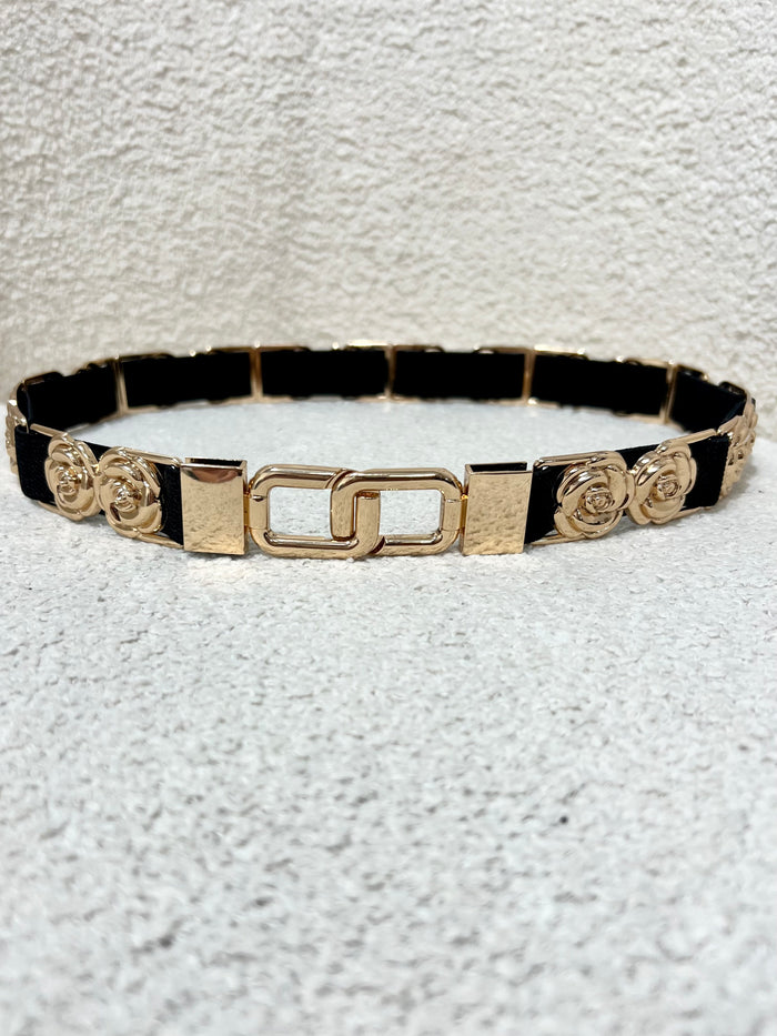 Gold Rose Detail Elasticated Belt (2 Colours)