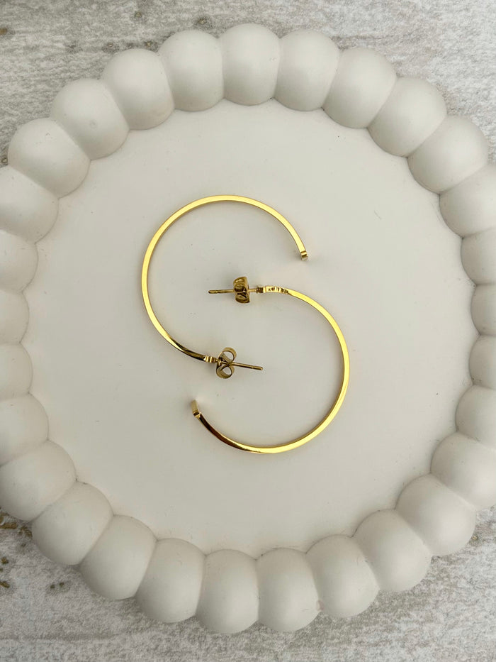 Gold T-Bar Hoop Earrings