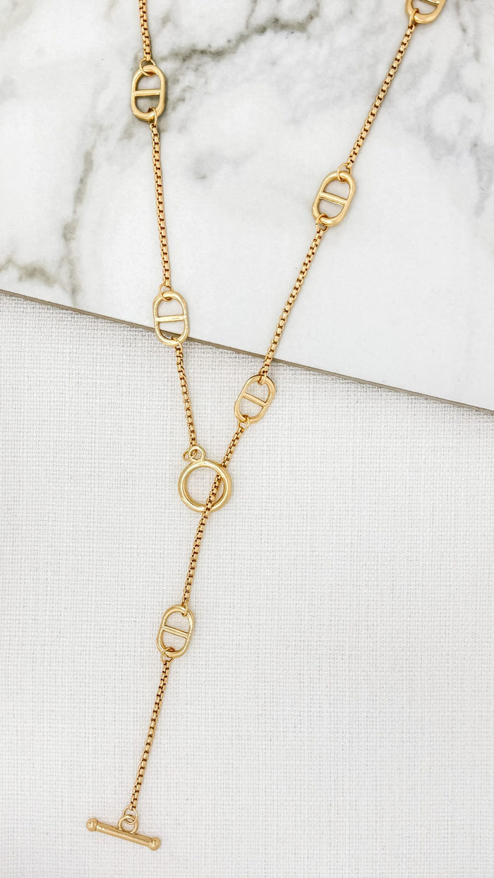 Gold Thin T-Bar Design Necklace 9068