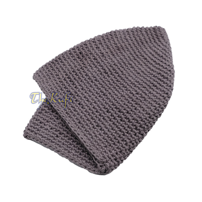 Graphite Gray Hand-Crocheted 100% Cotton Kufi Hat Design and Comfortable Fit