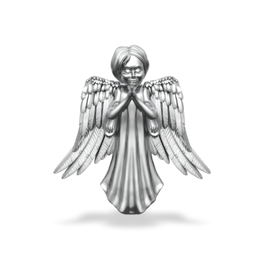This is a charm that fits ZOX single wristbands, lanyards and hoodie strings only. It is made from stainless steel and is silver in color. It is an angel with wings, praying.