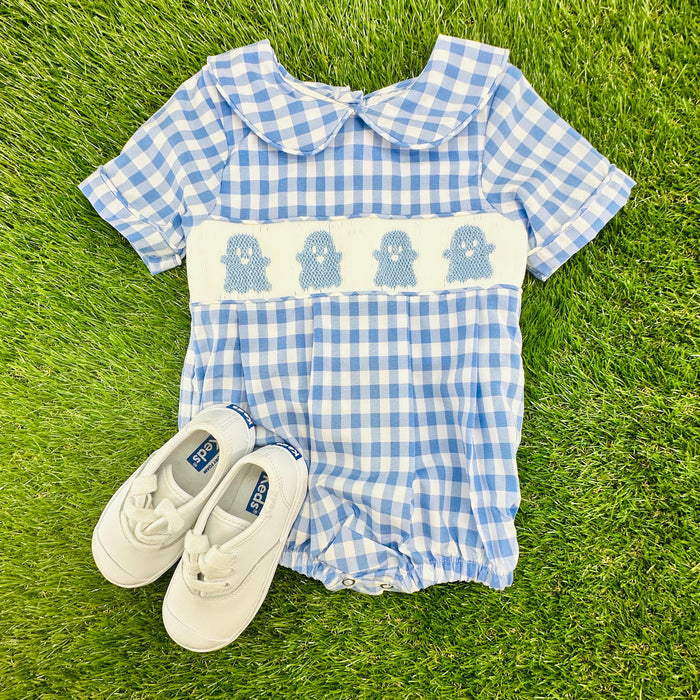 Halloween Ghost Smocked Boy's Bubble