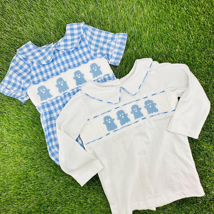Halloween Ghost Smocked Boy's Bubble