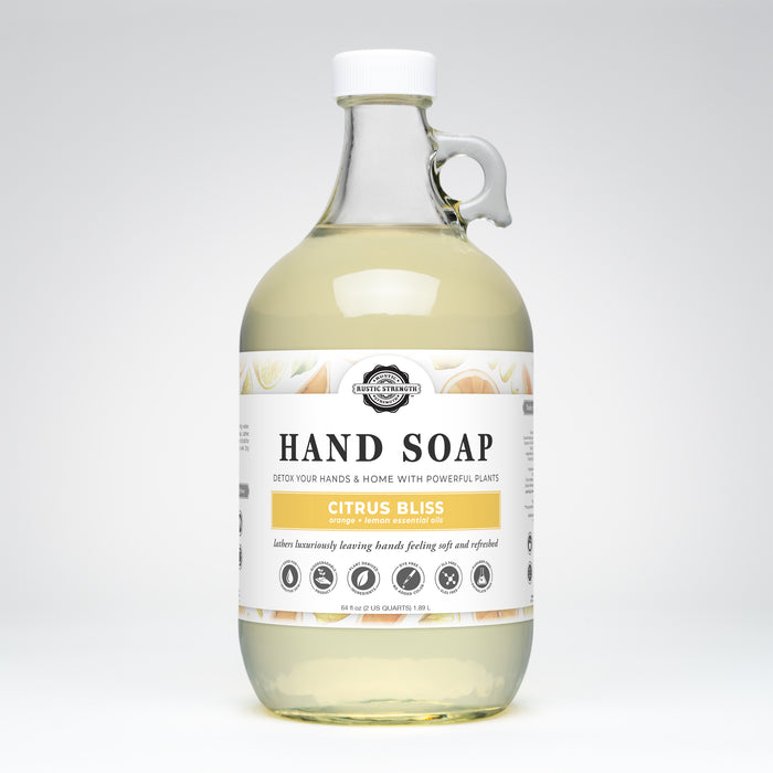 Rustic Strength,Hand Soap, 64 oz Glass, Citrus Bliss