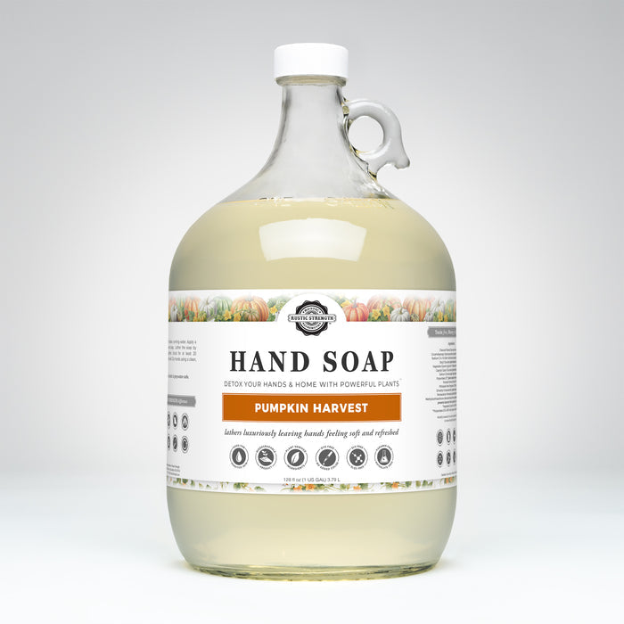 Rustic Strength, Hand Soap, 128 oz Glass, Pumpkin Harvest