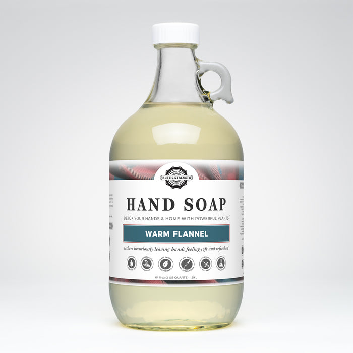 Rustic Strength, Hand Soap, 64 oz Glass, Warm Flannel