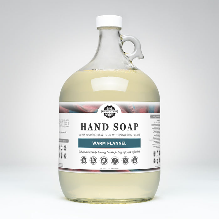 Rustic Strength, Hand Soap, 128 oz Glass, Warm Flannel