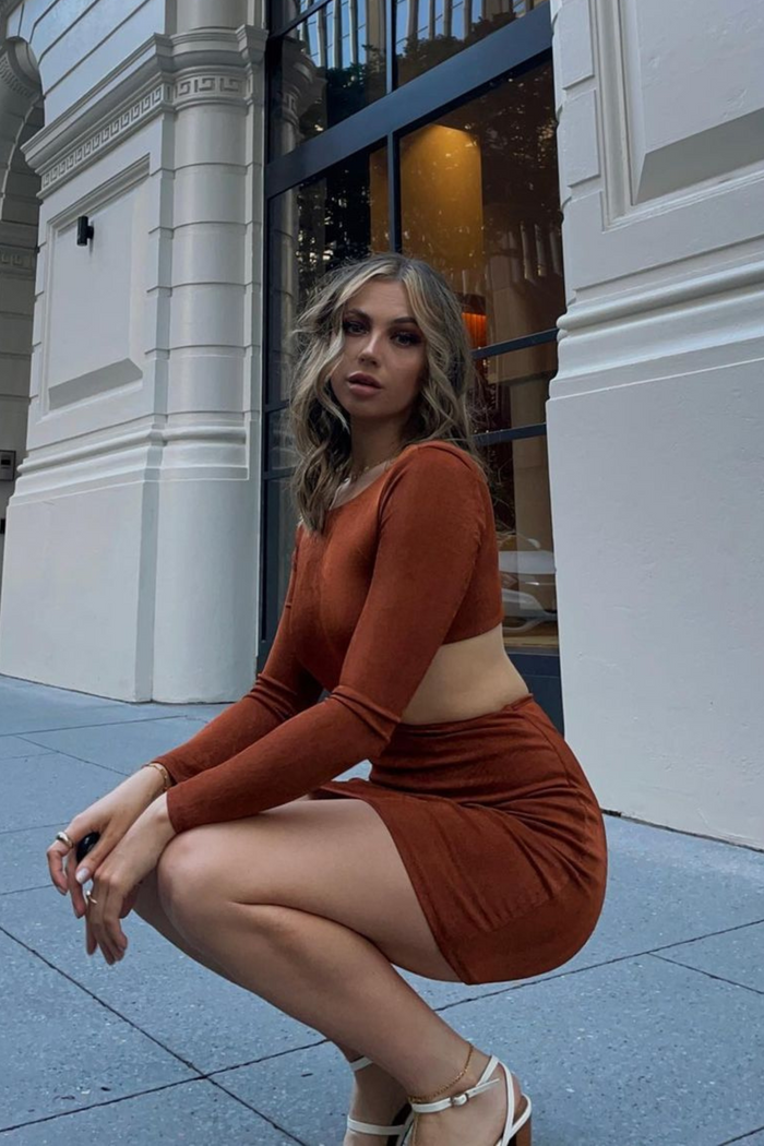 Harley Cutout Dress - Brown - Runway Goddess