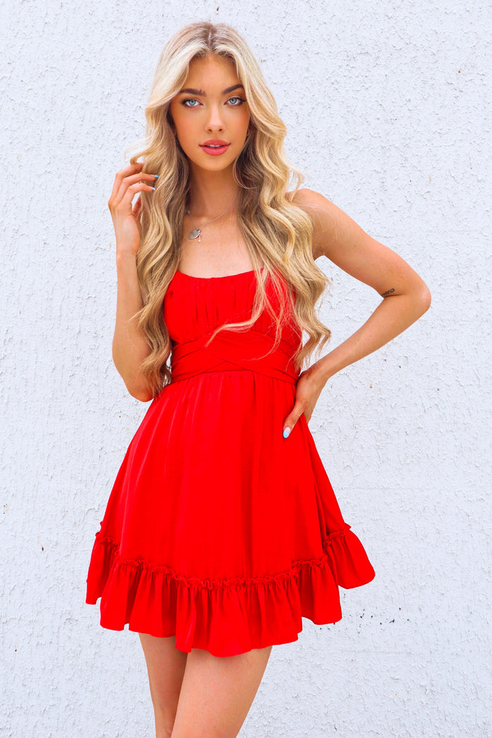 Harper Dress - Red / Baby Blue - Runway Goddess