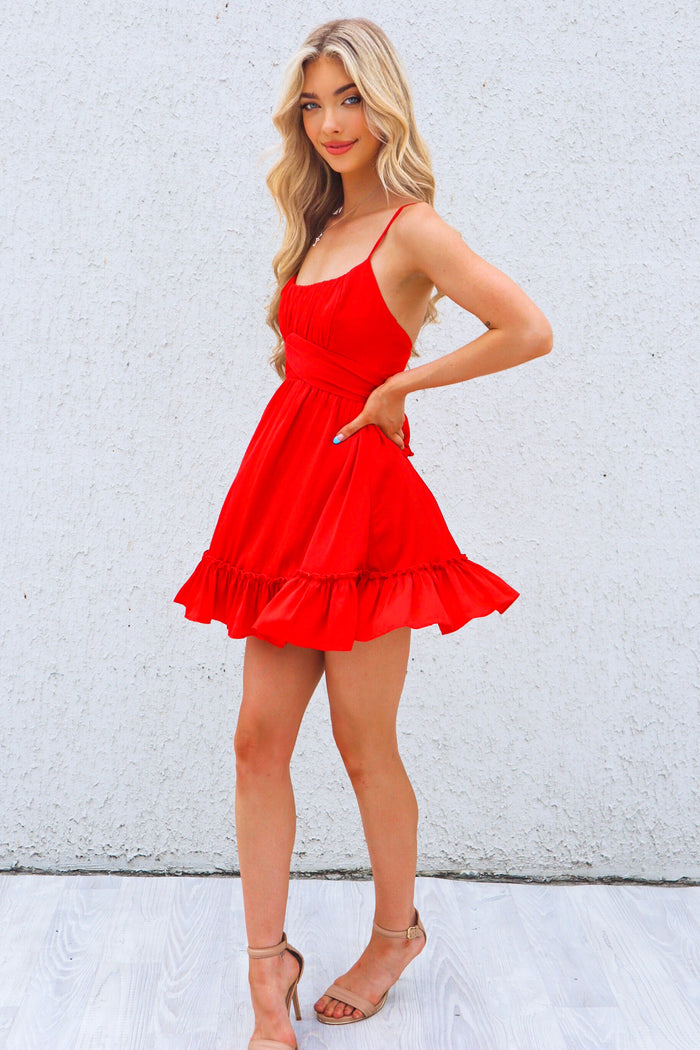 Harper Dress - Red / Baby Blue - Runway Goddess