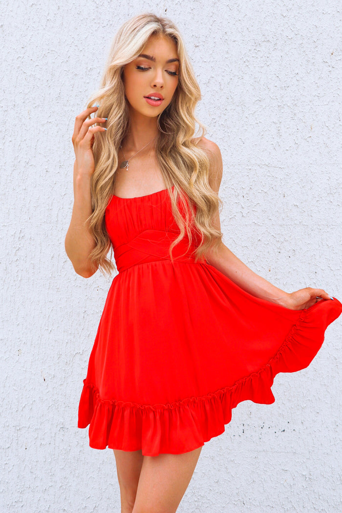 Harper Dress - Red / Baby Blue - Runway Goddess