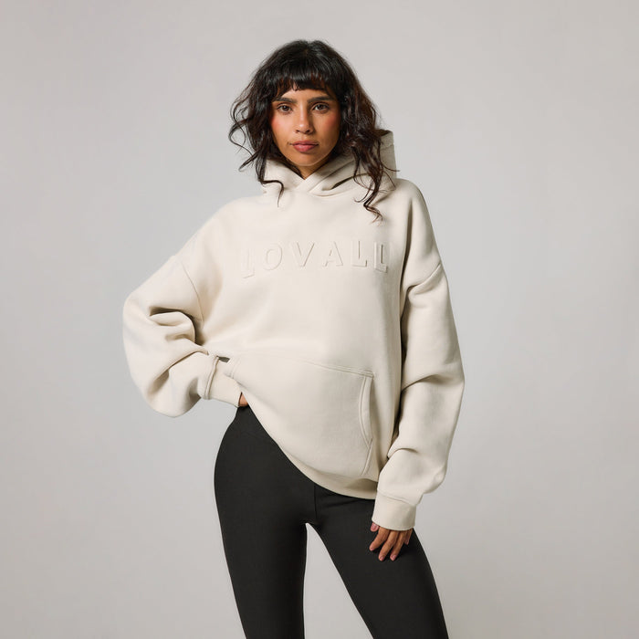 Heavyweight Embossed Oversized Hoodie - Ecru