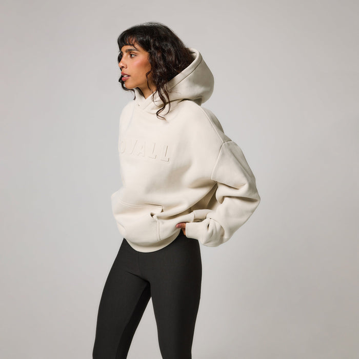Heavyweight Embossed Oversized Hoodie - Ecru
